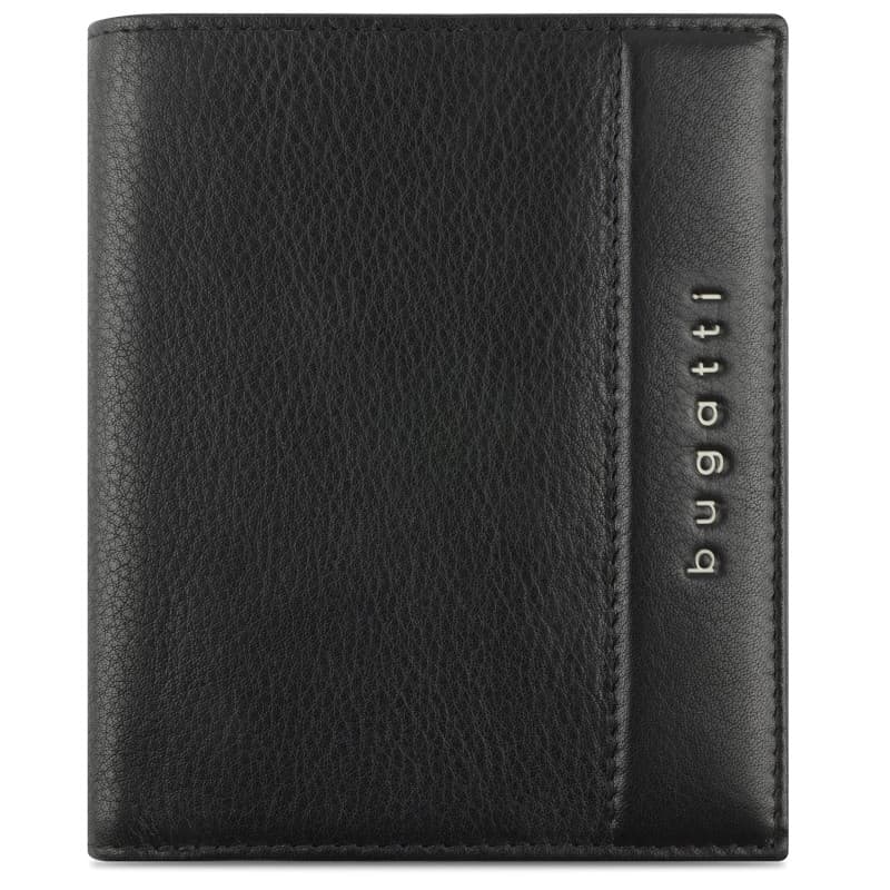 bugatti Nome Portefeuille Portrait avec Rabat en Cuir de Veau véritable, Protection RFID, Noir