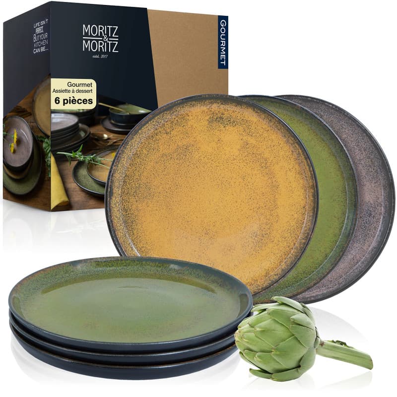 Moritz & Moritz Ensemble de 6 Assiettes a Dessert Vintage - Assiette à gâteau pour 6 personnes - Porcelaine lavable au lave-vais