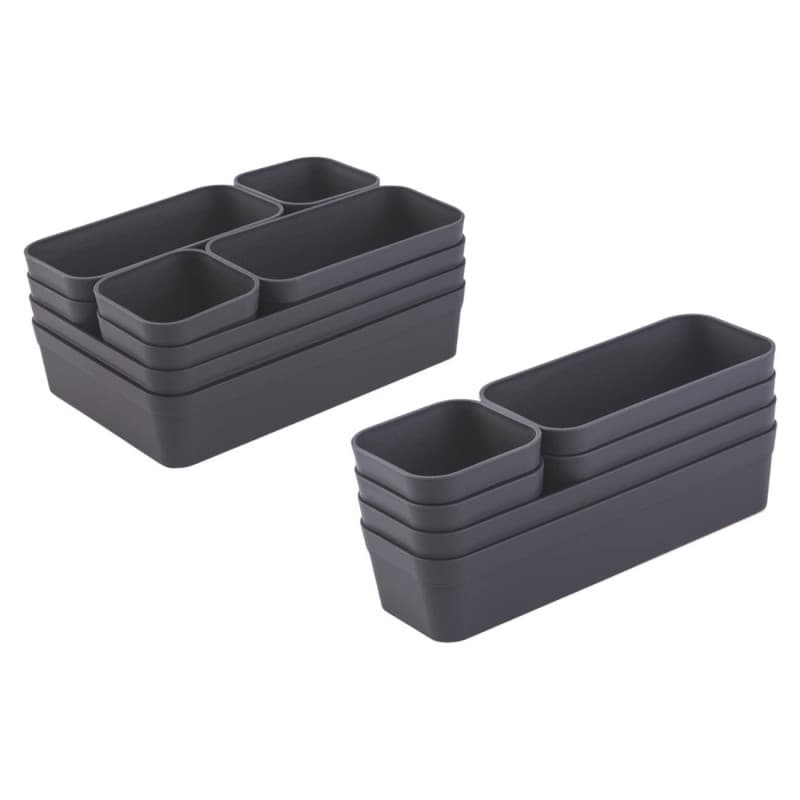 1 jeu d’organiseurs de tiroirs, boîte de rangement, système de séparation unique, réglable, anthracite