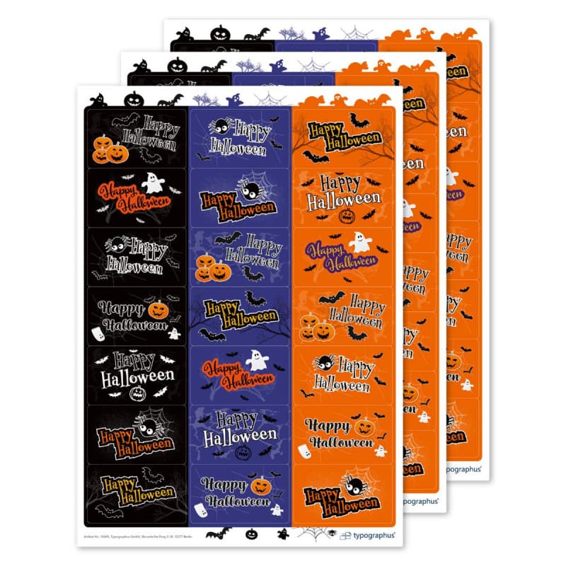 Lot de 63 autocollants décoratifs pour Halloween - Pour décorer et personnaliser - 21 motifs différents Happy Halloween