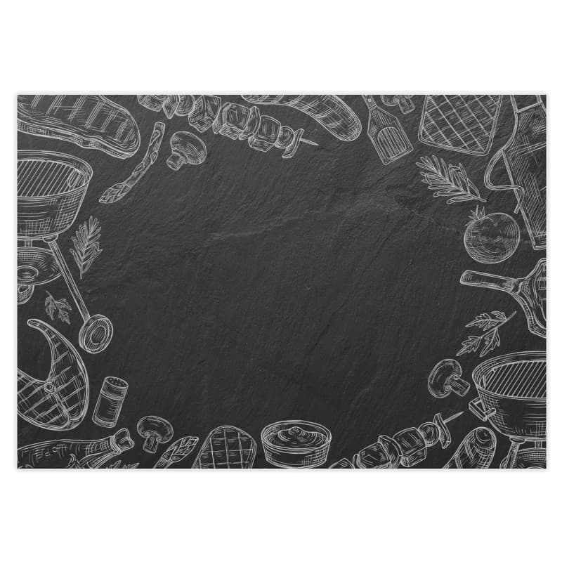 100 Sets de Table avec Motif Ardoise I Saison du Barbecue I DIN A3 carré I Set de Table en Papier I Design Moderne I Set de Tabl