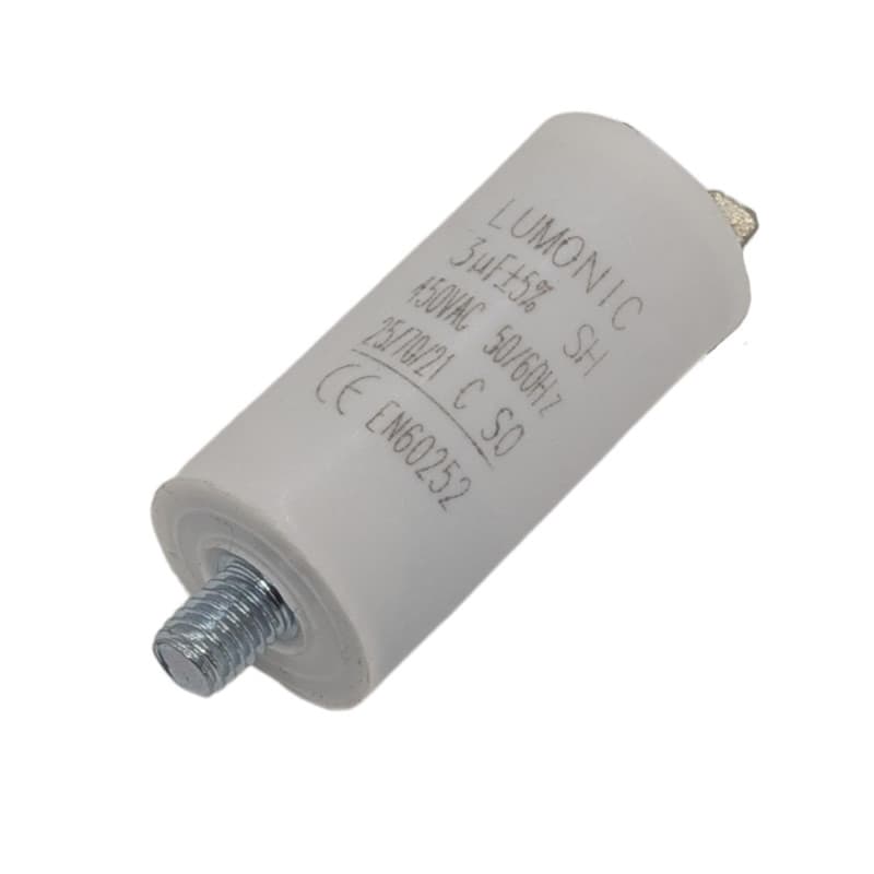 Lumonic Condensateur de démarrage avec Prise De Courant 6,3x0,8mm I 3µF 450V I 26x55mm I 3uF I Condensateur de moteur avec boîti