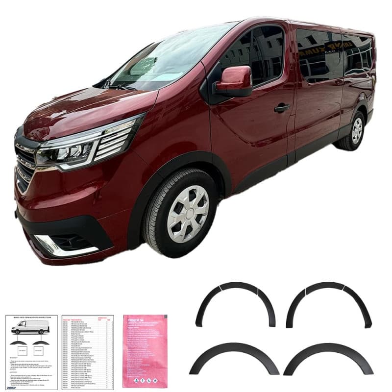 Oneway Jeu d'enjoliveurs de passage de roue compatible avec Renault Trafic 2022- - Noir mat