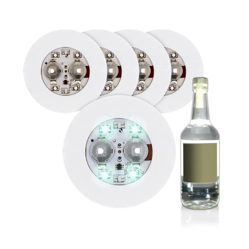 Lot de 5 lampes bouteilles autocollantes - Avec 4 LED SMD chacune - Lampe bouteille à coller sous la bouteille - Avec 3 fonction