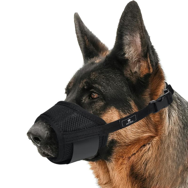 AMATHINGS Muselière pour chien, en nylon, taille L, empêche les morsures, la mastication et les aboiements et permet de haleter