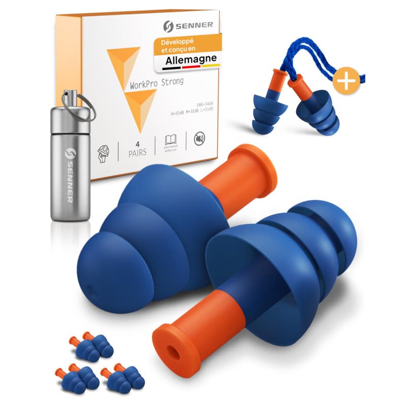 Senner ® WorkPro Strong | Bouchons travailler - Idéaux pour les sources de bruit élevé - Protection auditive au travail et à la
