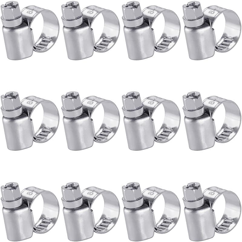 Poppstar Colliers de Serrage en Acier Inoxydable 8-12 mm avec Largeur de 9 mm, Qualité W2 (12 pièces)