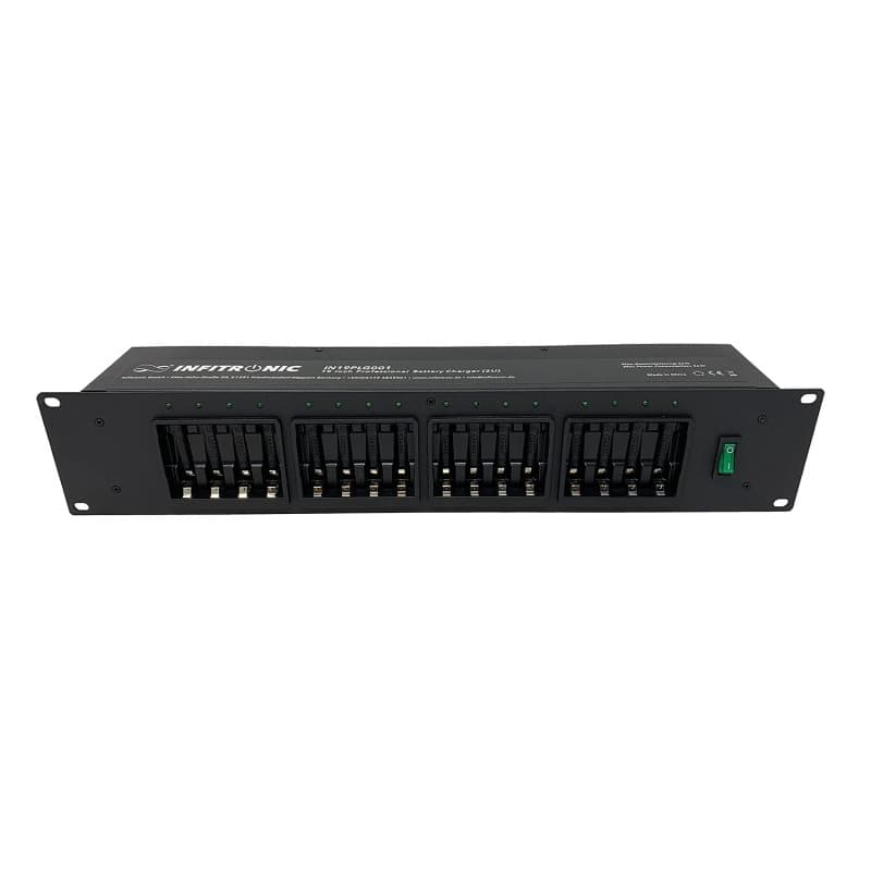 Infitronic IN19PLG001 Chargeur de Batterie Professionnel 2HE 19 Pouces pour 16 Piles Ni-MH AA/AAA