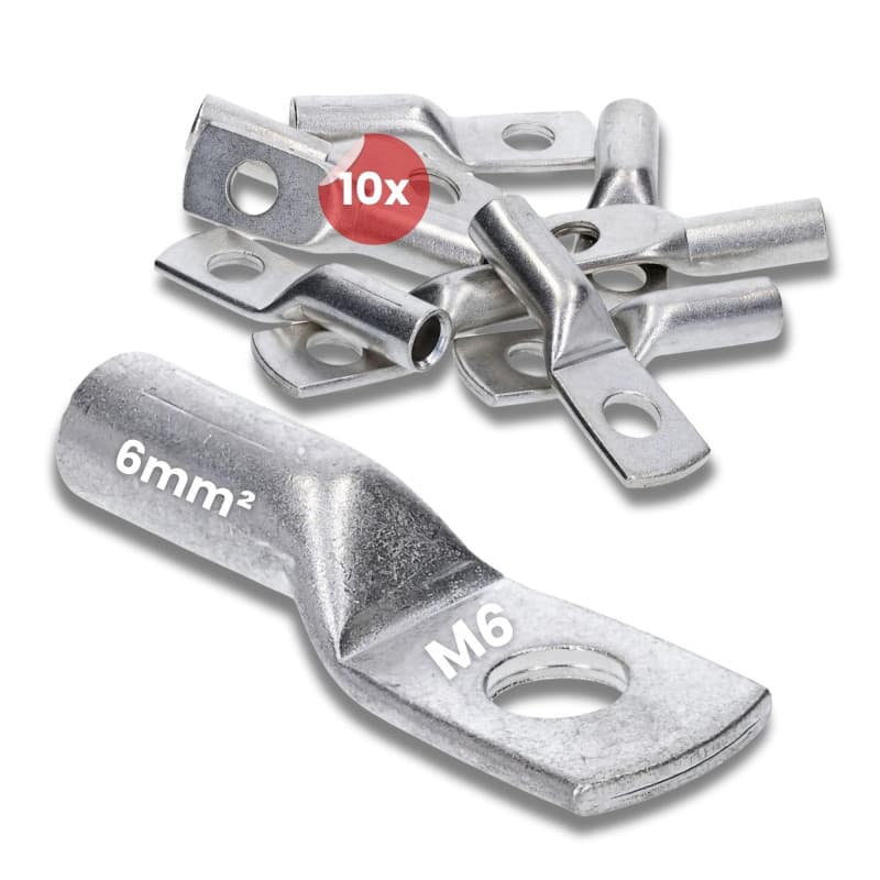 Kalitec DR6-6 Lot de 10 cosses à sertir 6 mm² M6 I Connecteur conforme à la norme DIN 46235 I Fabriqué en Allemagne