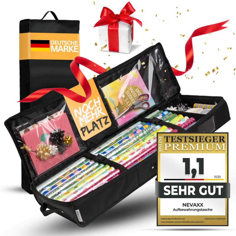 neVaxx® - Sac de rangement pour papier cadeau - Imperméable - Tissu Oxford 600D - Organiseur avec compartiments - 90 x 30 x 12 c