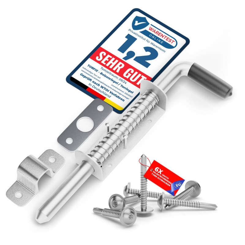 Torfix® Verrou à ressort robuste avec mécanisme à ressort 220 mm – Verrou de porte pour un verrouillage sûr des portails et des