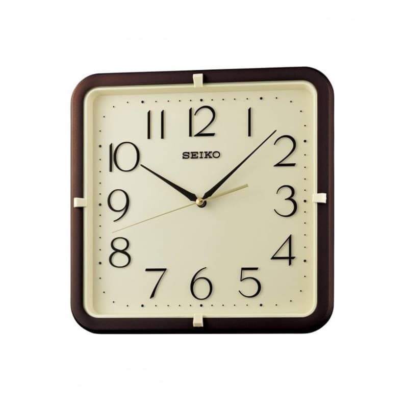 Seiko QXA833D Horloge murale carrée silencieuse Crème 28 cm