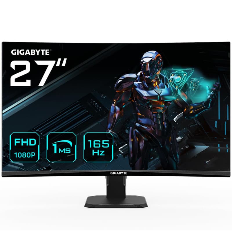 Gigabyte GS27F Moniteur de Jeu 27" FHD - 1920 x 1080, 165Hz, 1ms, 300 CD/m², FreeSync Premium, HDR Ready, HDMI 2.0, DisplayPort