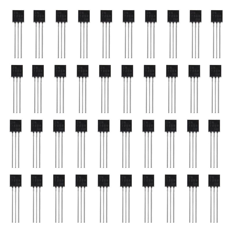 EMSea 100x N-Channel 2N7000 MOSFET Transistor TO-92 0.3A 60V 3 Broches International Redresseur Puissance pour l'industrie Domes