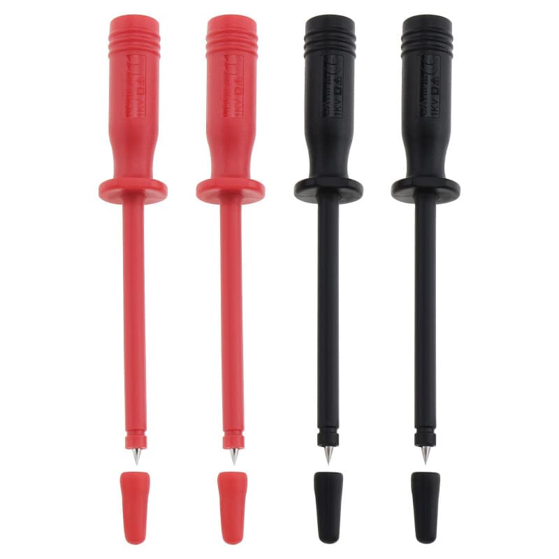 YINETTECH Lot de 4 sondes de test de sécurité avec prise de connexion de 4 mm, pointe tranchante en acier inoxydable avec capuch