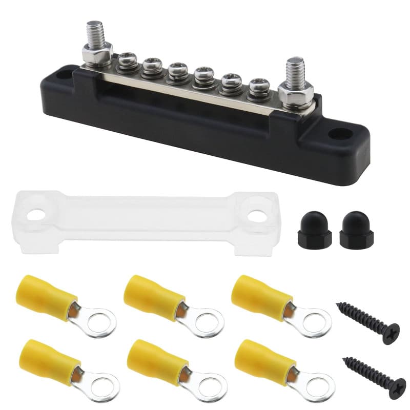 VGOL Borniers d'alimentation de Barre Omnibus 150A avec Boulons M6 Bornes à Vis M4 12-48V DC Bloc de Distribution de Masse d'ali