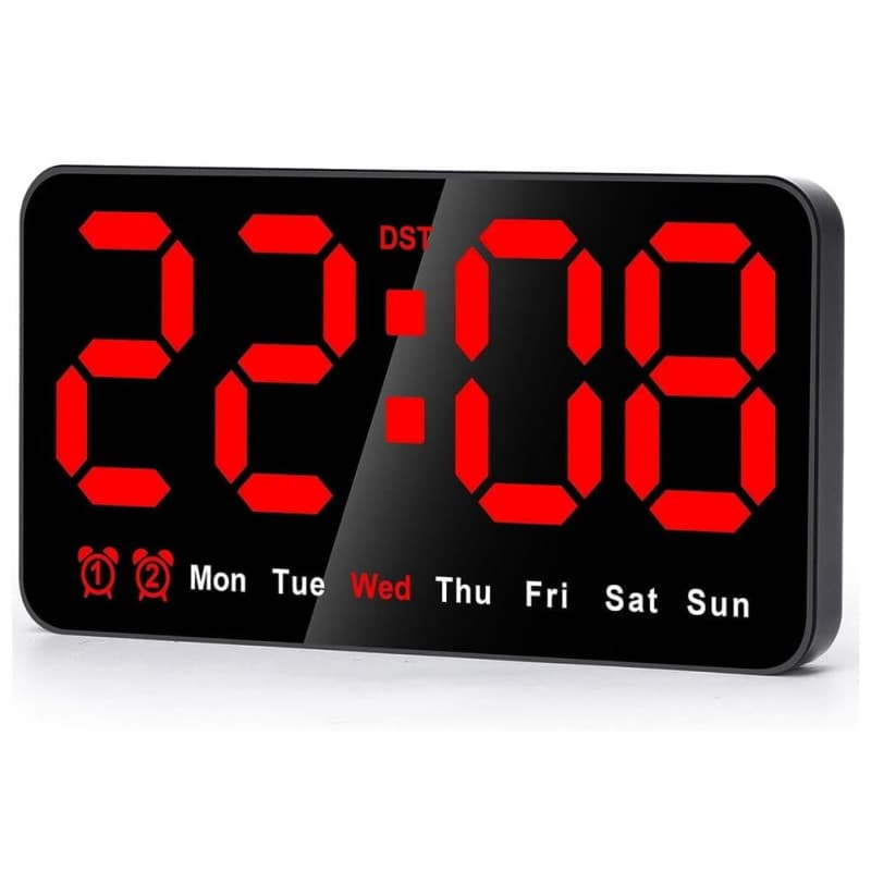 Lrtzizy Horloge Murale Numérique, Horloge Numérique LED de 9 Pouces, Grand Écran avec 12/24 Heures, Gros Chiffres, Petite Horlog