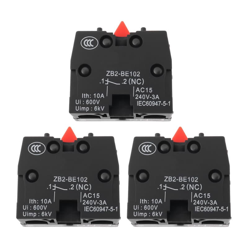 eMagTech Lot de 3 Interrupteurs ¨¤ Bouton-poussoir ¨¤ R¨¦armement Automatique ZB2-BE102 Compatible avec Schneider Les Interrupte