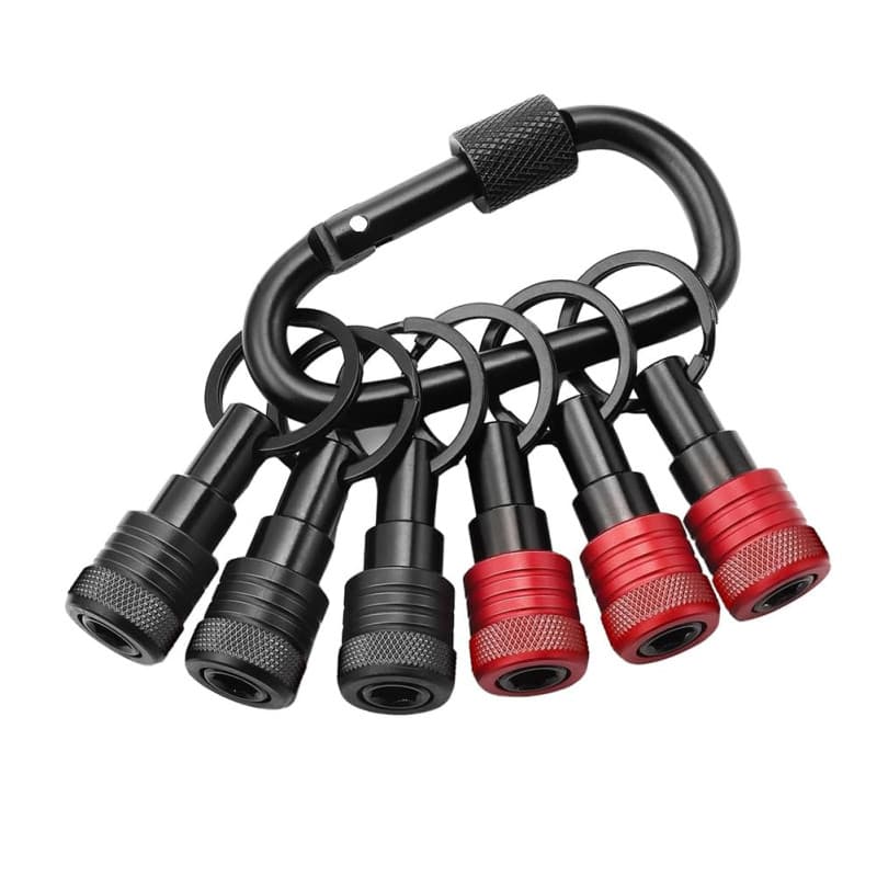 Comphic Porte-Embout de Perceuse avec Mousqueton Porte-Clés, Lot de 6pcs, 1/4", pour Visseuse à Choc. Comprend Un Porte-Clés Mou