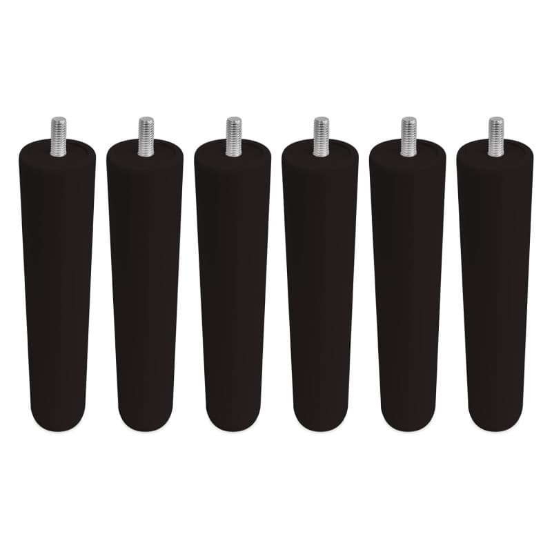 Homey Lot de 6 Pieds en Bois pour Base tapissée, cylindriques avec Filetage M10, Hauteur 25 cm, Couleur wengé
