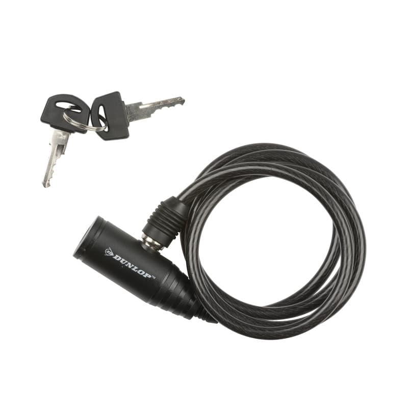 Serrure en Spirale Dunlop - Antivol de Vélo - 8 x 1500 MM - Inclus 2 Clés - Serrure - Câble d'Antivol - Serrure pour Vélo - Noir