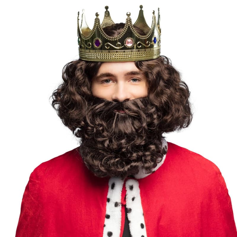 Boland 85062 - Perruque Roi avec barbe pour adultes, coiffure en cheveux synthétiques pour une fête à thème ou le carnaval, acce