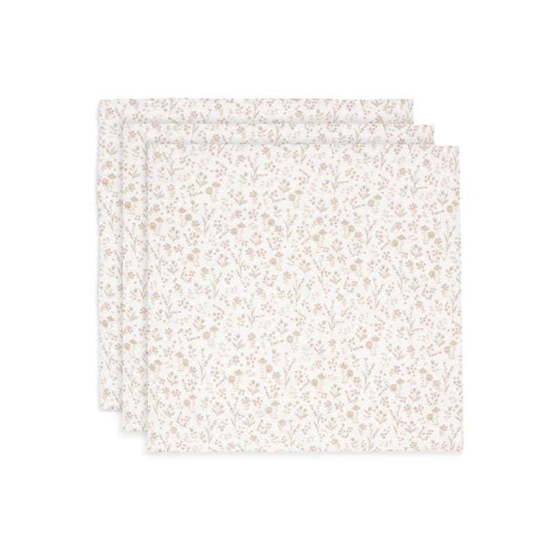 Jollein Lot de 3 langes en mousseline pour bébé - Bloomy - 70 x 70 cm - 100% coton - Lingettes pour bébé - Certifiées Oeko-Tex