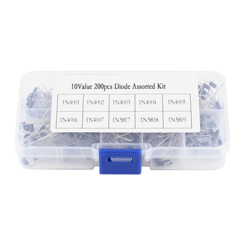 Oumefar 200 pièces 10Values Redresseur Diode Assortiment Kit Électronique 1N4001-1N4007 1N5817-1N5819 avec Boîte