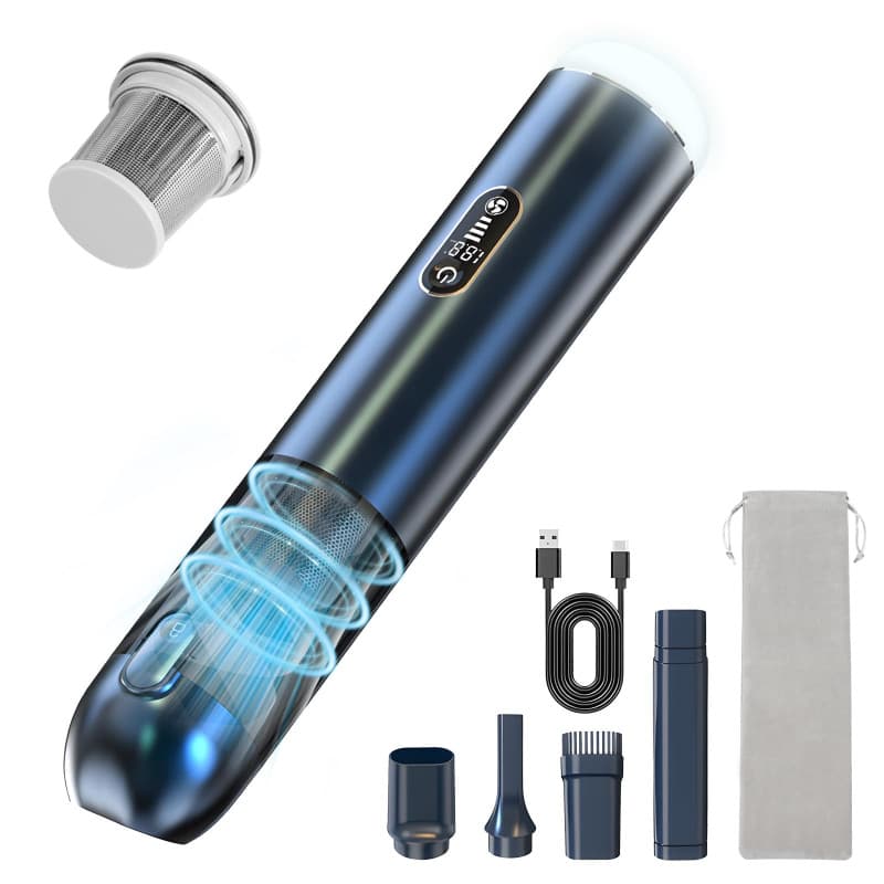 Carehabi Aspirateur à Main, 18000PA Aspirateur Voiture Puissant sans Fil Aspirateur Portable 3 Vitesses Puissant avec Éclairage