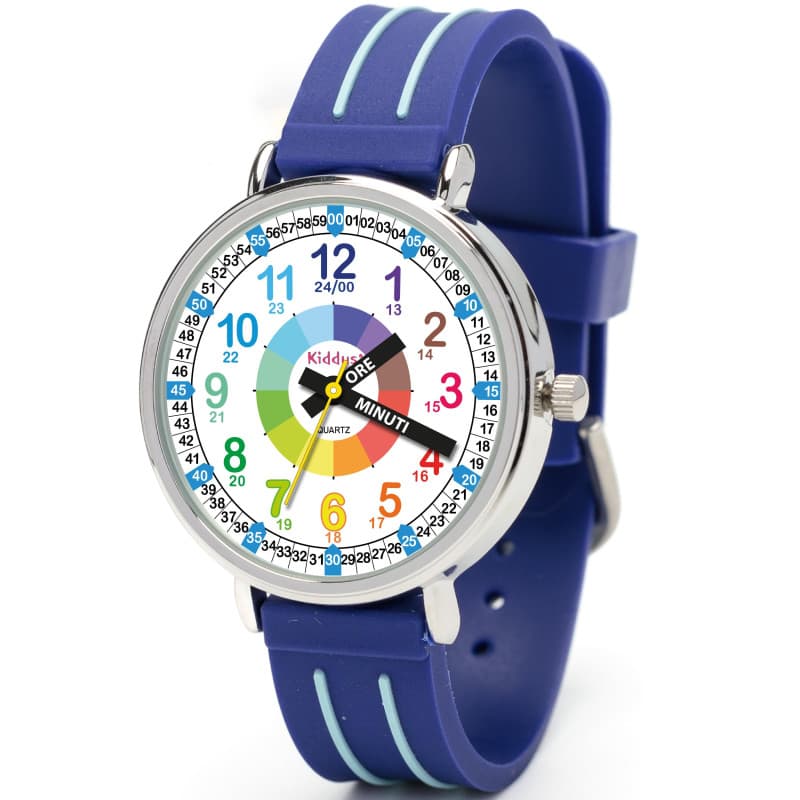 Kiddus Montre Bracelet Éducative pour Enfants, garçon. Time Teacher Analogique avec Exercices. Facile d’Apprendre à Lire l’Heure