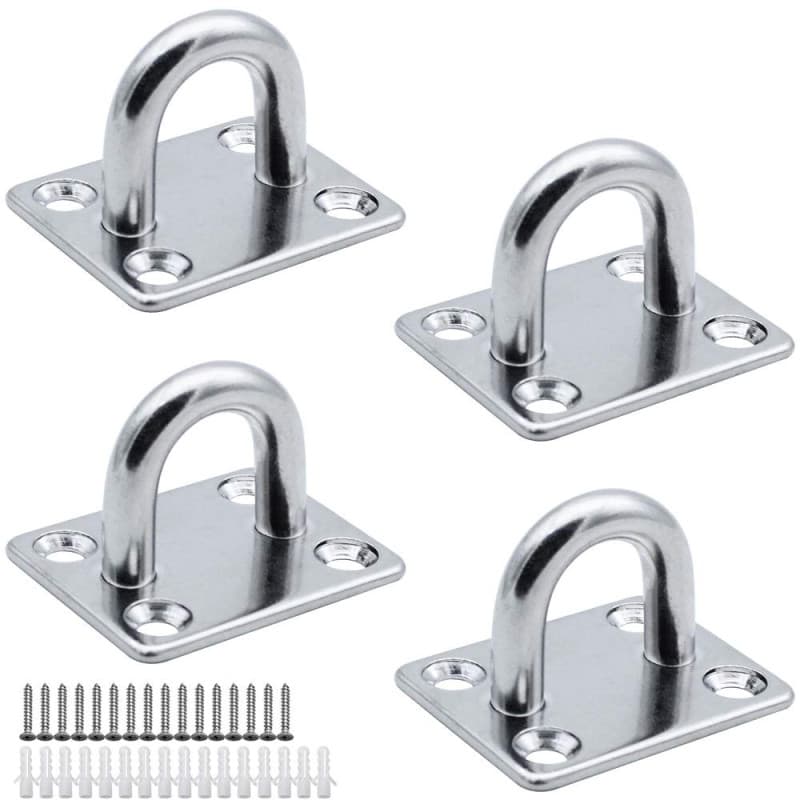 MZMing Lot de 4 crochets muraux M6 en acier inoxydable 304 avec vis et bouchons en caoutchouc pour bateau, yoga, sangle d'entraî