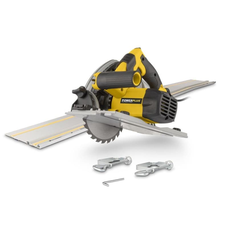 Powerplus Scie électrique plongeante POWX0562 - Outil électrique 1200W, Ø165mm - Guide latéral - Scie électrique avec guide laté
