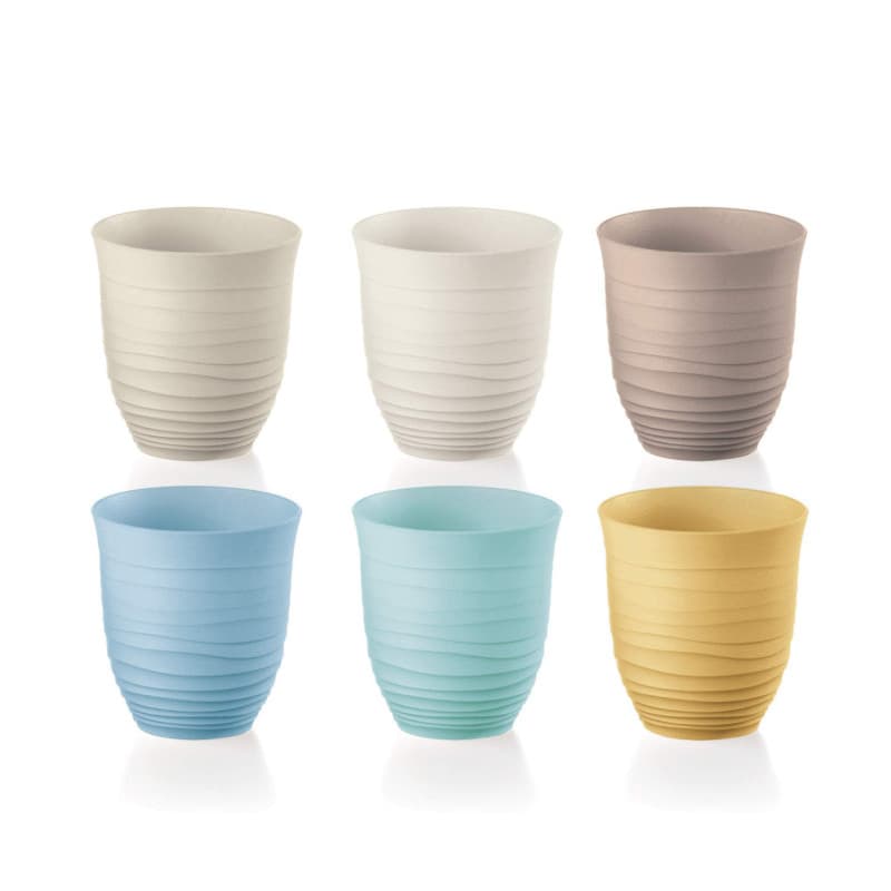 Guzzini - Tierra, Set de 6 Verres Bas, Gobelets en Plastique Recyclé - Multicolore, Ø 9xh9,5 cm | 350ml - 17950352, N/C