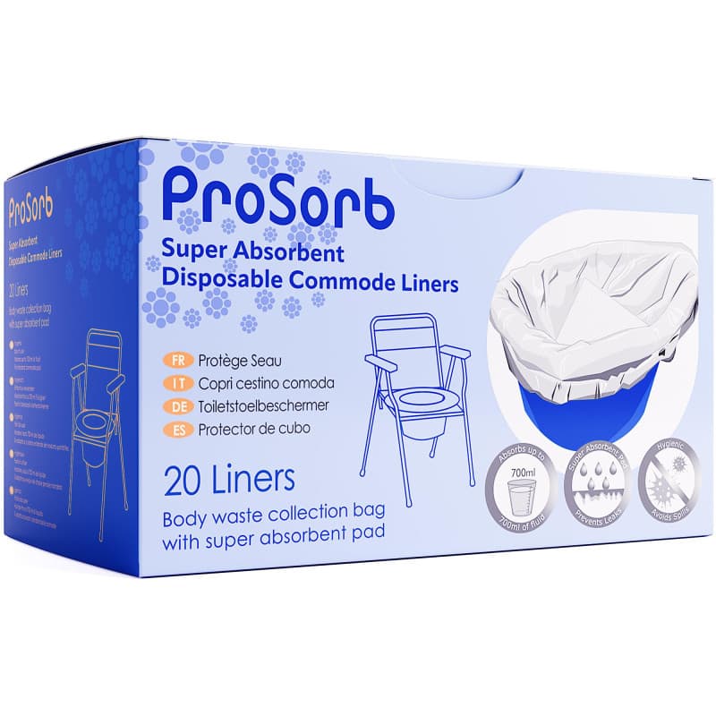 Prosorb Protège Seau de Chaise percée avec Tampon Super-Absorbant (Paquet de 20 Sacs)