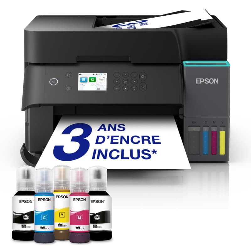 Epson ET-3950 Solution d’Impression A4 avec Wi-FI, réservoirs d’Encre AirPrint, Chargeur de Documents, Impression, numérisation