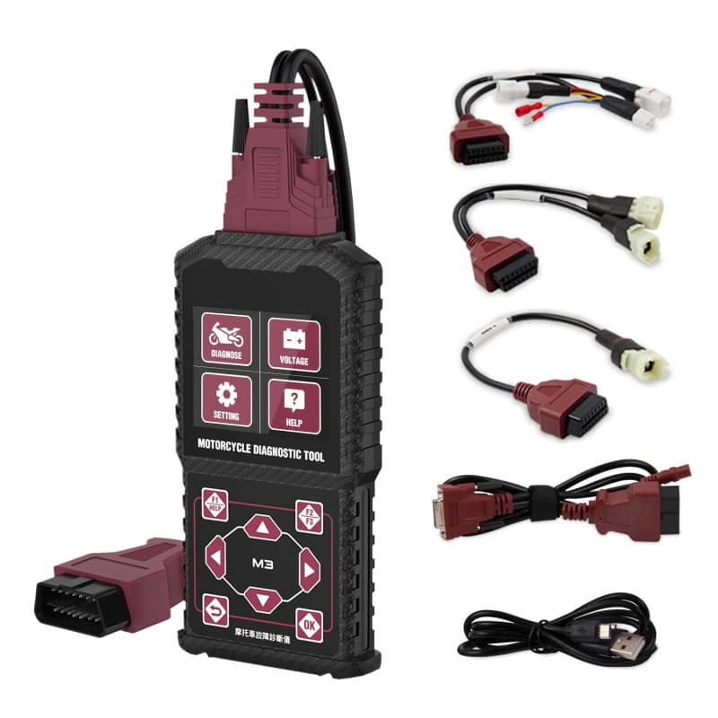 M3-A Diagnostic Moto Lecteur de Code Moto Scanner Outil de Diagnostic Moto avec Test de Tension Test Rapide pour HON*DA Yam*AHA