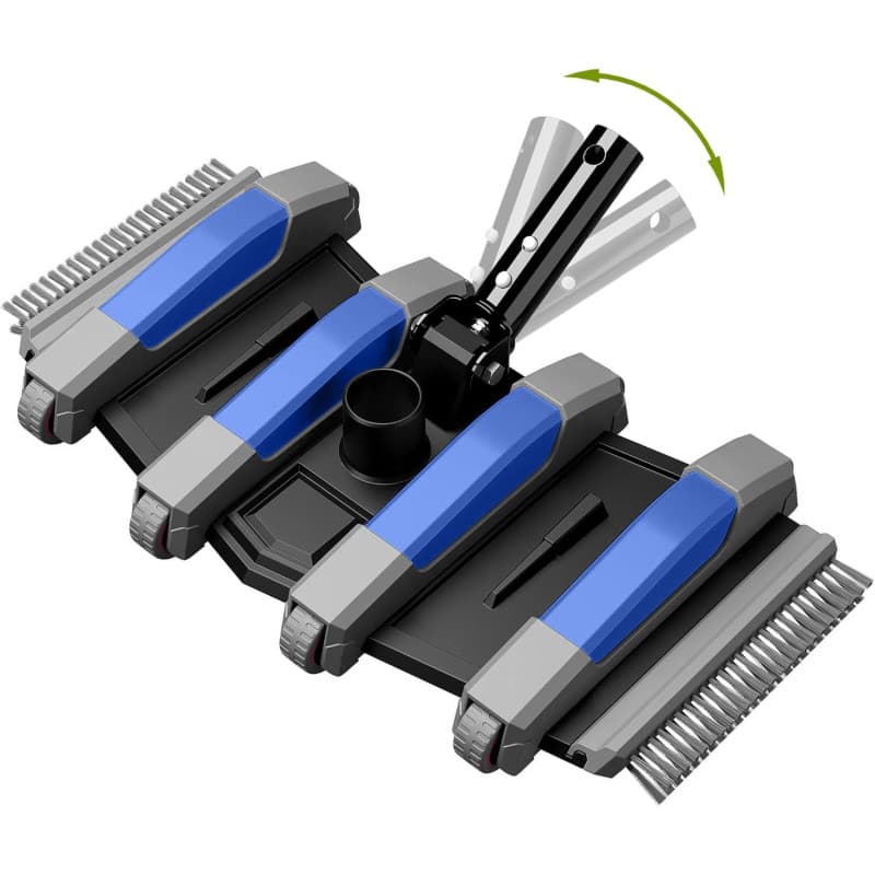 POOLAZA Aspirateur de piscine, aspirateur de piscine pondéré avec raccord de tuyau pivotant de 1-1/2", brosse pour sols et latér