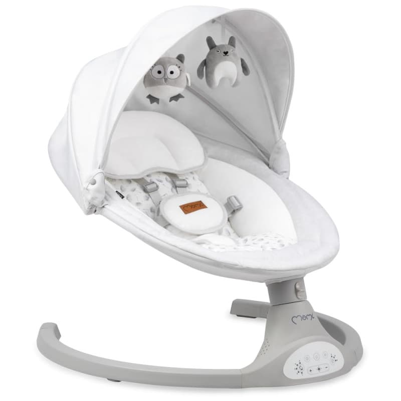 MoMi KENANI Transat balancelle jusqu’à 9 kg, pliable, télécommande et Bluetooth pour smartphone, alimentation piles et secteur,