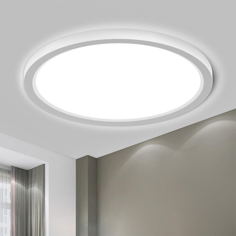 LQWELL® Plafonnier LED, Lampe de Salle de Bain Étanche IP44 Ronde Plate 18W 6000K 1980LM Lampe Simple Moderne Mince pour Salon C