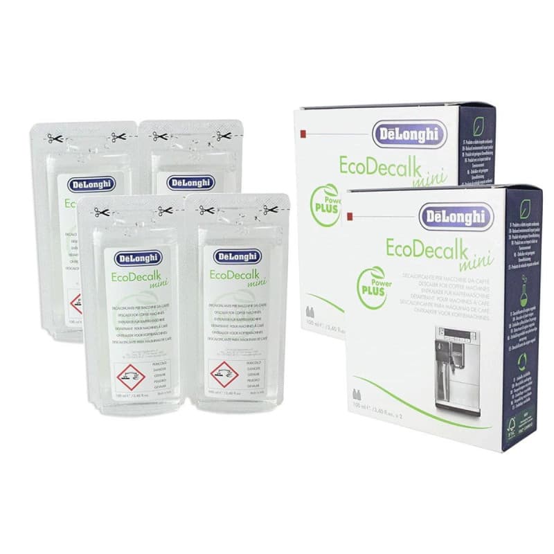 DeLonghi EcoDecalk Mini Lot de 2 pièces de détartrant pour machine à café (total 4 sachets de 100 ml)