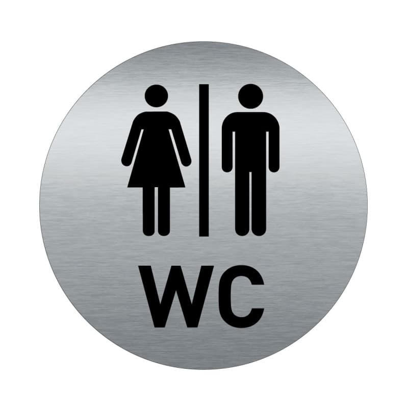 AUA SIGNALETIQUE - Plaque de porte Aluminium brossé imprimé AluSign Ø 85 mm - épaisseur. 3 mm - Double Face adhésif au dos (Toil