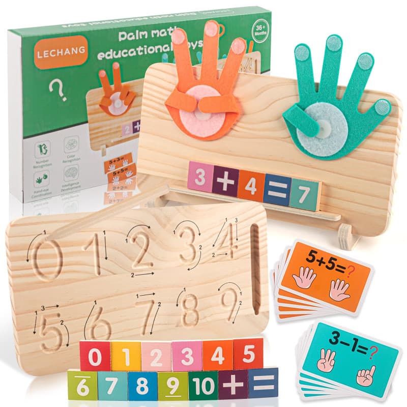 Montessori - Jeu éducatif - Compteur de doigts double face et planche à suivre les chiffres - Jouet éducatif pour enfants à part