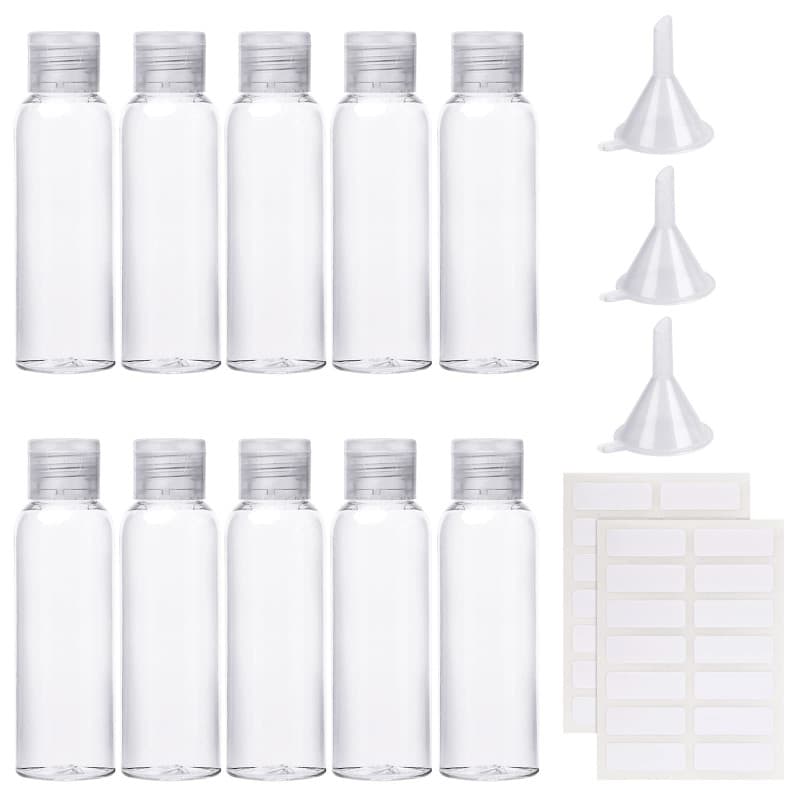 Sinofort 100ml Flacon Voyage, 10 Pièces Kit Voyage Avion, Bouteilles de Voyage Flacons Vide de Voyage Contenant Voyage avec Seri