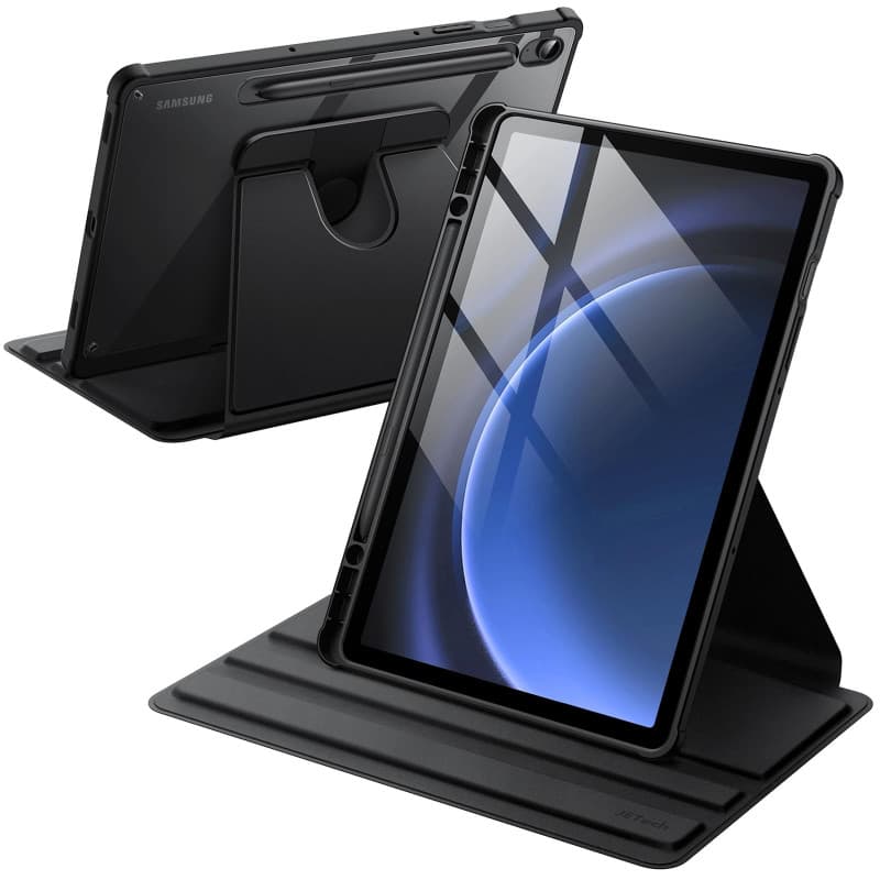 JETech Coque Rotatif pour Samsung Galaxy Tab S10 Lite/S10 FE/S9 FE 10,9 Pouces/S9 11 Pouces avec S Pen Porte-Stylet, Étui Housse