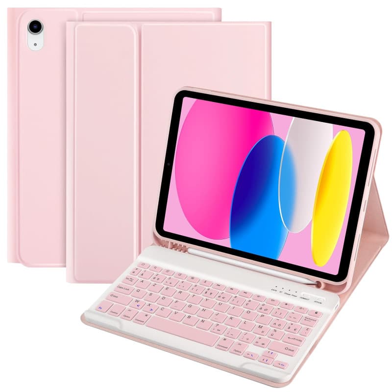 TQQ Coque Clavier pour iPad 10/11 Ème Generation (10.9 Pouces 2022/11 Pouces A16 2025), AZERTY Français Layout, Clavier Bluetoot