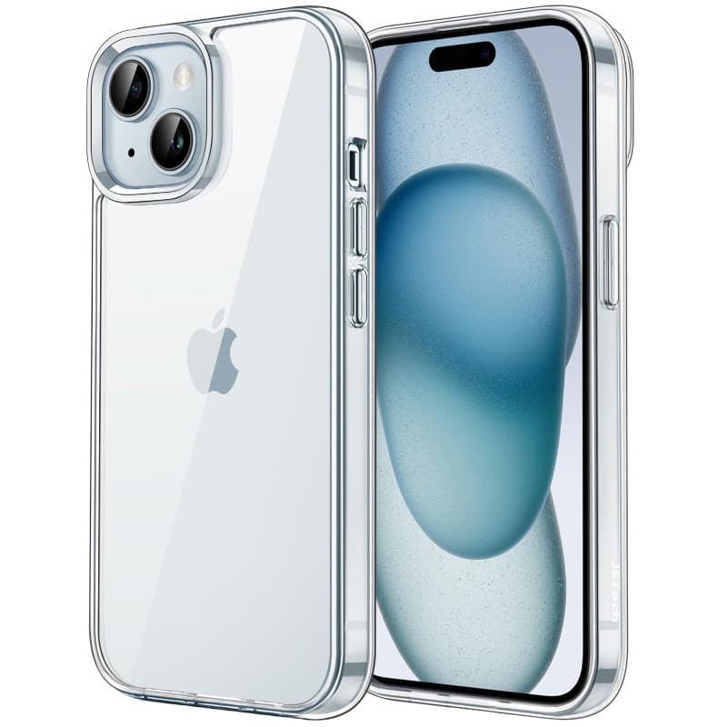 JETech Coque pour iPhone 15 6,1 Pouces, Anti-Jaunissement Étui de Protection Antichoc, Housse Anti-Rayures Dos Transparente (Tra