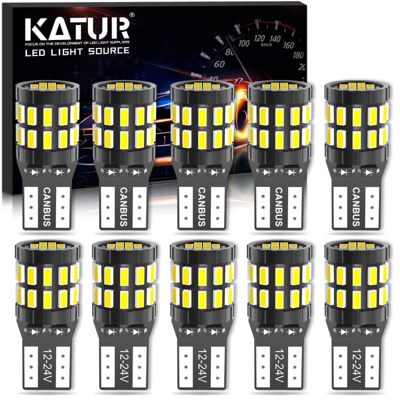KATUR 194 W5W 168 T10 LED CANBUS sans Erreur LED 6000K Blanc xénon Ampoule 30-SMD 3014 12-24V Remplacement Lumière de Plaque d'i