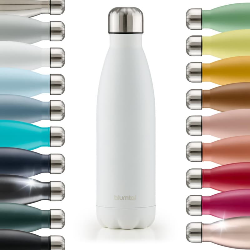 Blumtal® Bouteille isotherme Charles- Gourde 1l- Gourde inox 1l sans BPA froid&chaud- Contenant isotherme en métal- Bouteille d'