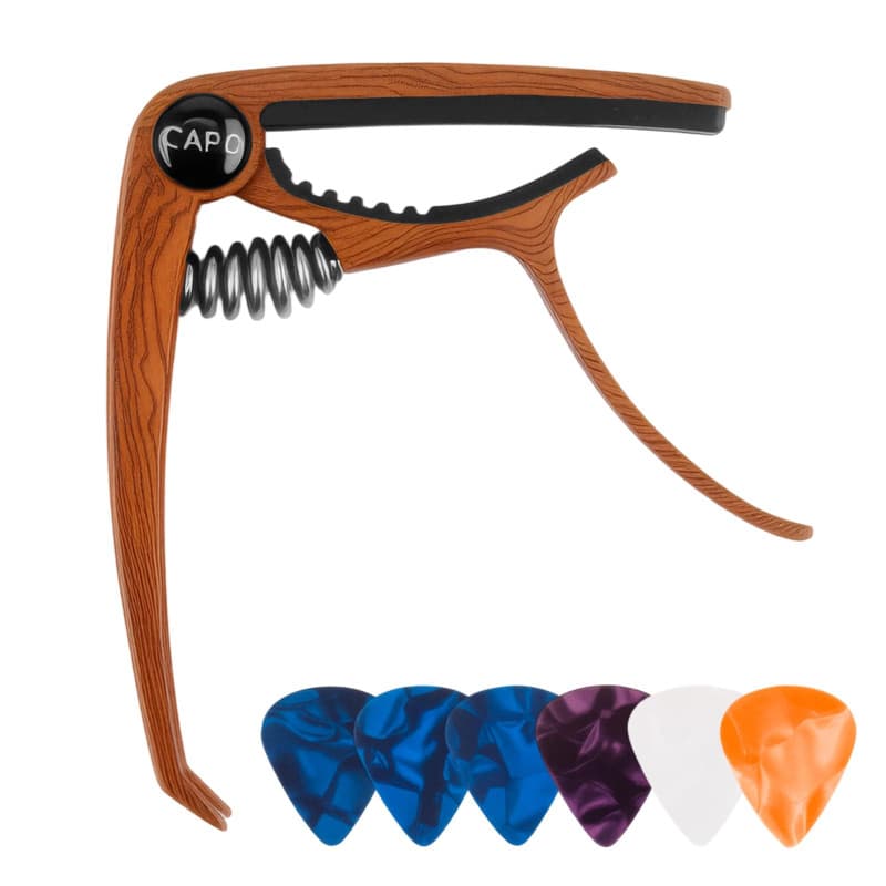 Capodastre Guitare Classique, Mediator Guitare Inclus, Capo Guitare en Alliage Plat, Ajustement Parfait pour Corde Guitare Class