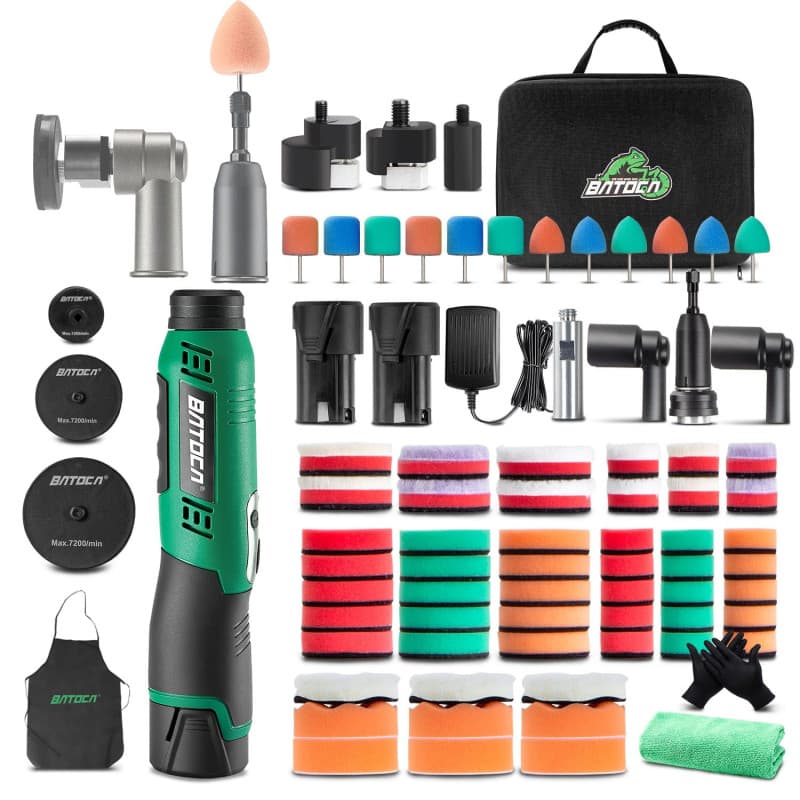BATOCA S6 Mini Polisseuse Sans fil,Kit Professionnel pour Détail et l'entretien de Peinture,12V Polissage Voiture,Machine à Poli